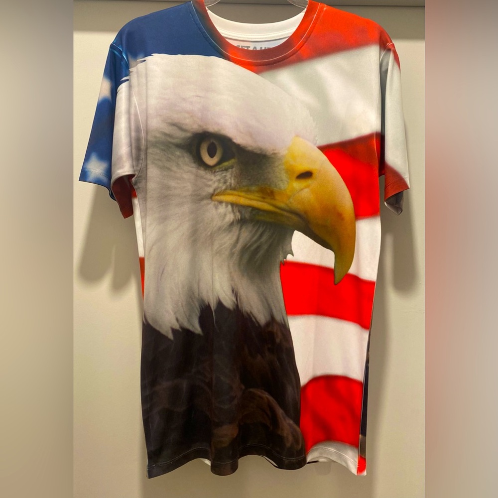 Get A Life 4th of July American Flag USA Patriotic Bald Eagle Tee T-Shirt - S